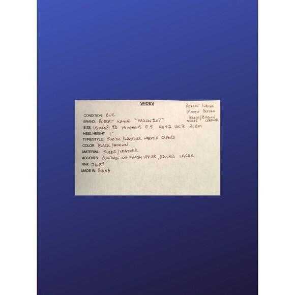 ROBERT WAYNE “Kaden” Brogue Wingtip Oxford, BLACK/BROWN, Size 9D, Pre-owned, EUC - Picture 8 of 8